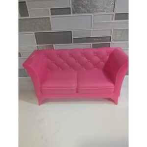Barbie Pink Dollhouse Sofa Couch Furniture‎ Accessory Tufted Back Plastic